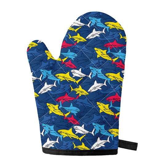 Doodle Shark Pattern Print Single Oven Mitt