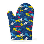 Doodle Shark Pattern Print Single Oven Mitt