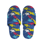 Doodle Shark Pattern Print Slippers