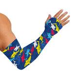 Doodle Shark Pattern Print Sun Protection Arm Sleeves