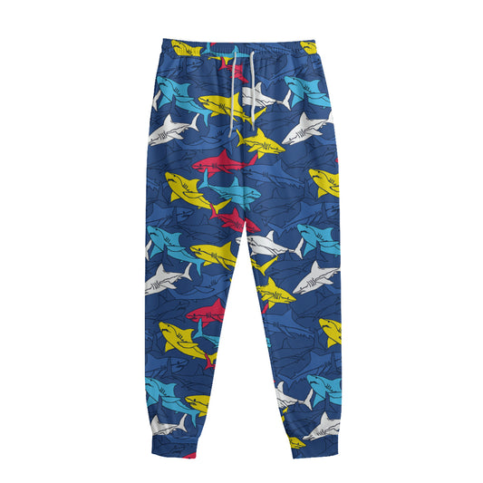 Doodle Shark Pattern Print Sweatpants