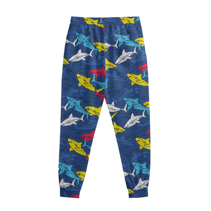 Doodle Shark Pattern Print Sweatpants