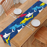 Doodle Shark Pattern Print Table Runner
