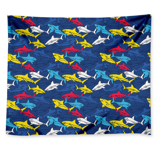 Doodle Shark Pattern Print Tapestry