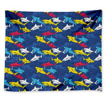 Doodle Shark Pattern Print Tapestry