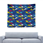 Doodle Shark Pattern Print Tapestry
