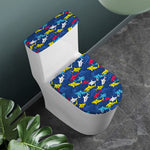 Doodle Shark Pattern Print Toilet Lid And Tank Cover Set