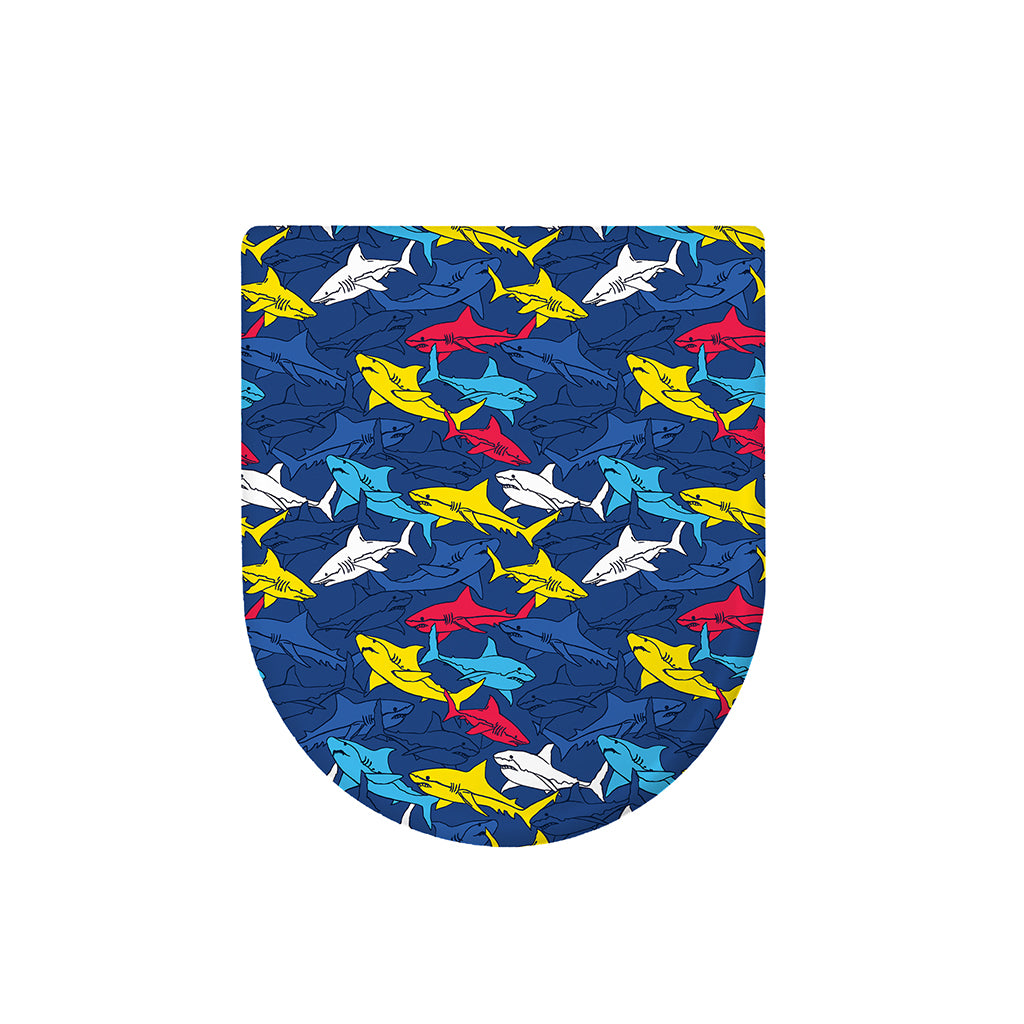 Doodle Shark Pattern Print Toilet Lid Cover