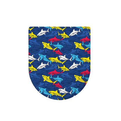 Doodle Shark Pattern Print Toilet Lid Cover