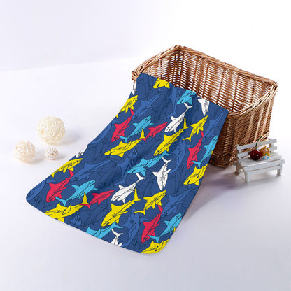 Doodle Shark Pattern Print Towel