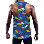 Doodle Shark Pattern Print Training Tank Top