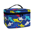 Doodle Shark Pattern Print Travel Makeup Bag