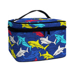 Doodle Shark Pattern Print Travel Makeup Bag