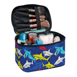 Doodle Shark Pattern Print Travel Makeup Bag