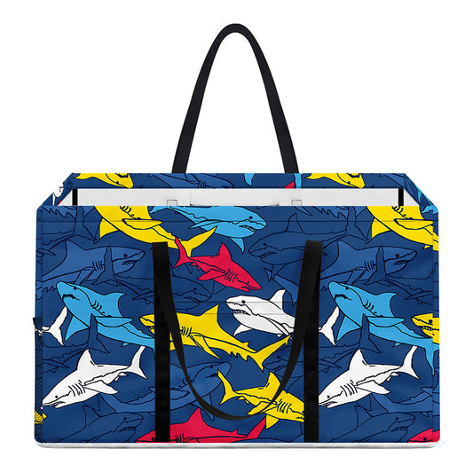 Doodle Shark Pattern Print Utility Tote Bag
