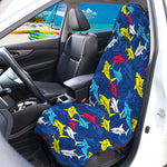 Doodle Shark Pattern Print Waterproof Car Seat Cover