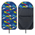 Doodle Shark Pattern Print Waterproof Car Seat Cover