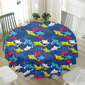 Doodle Shark Pattern Print Waterproof Round Tablecloth
