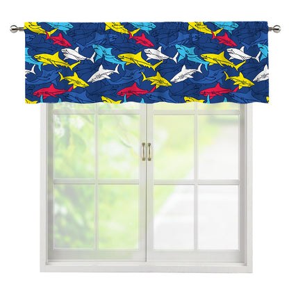 Doodle Shark Pattern Print Window Valance