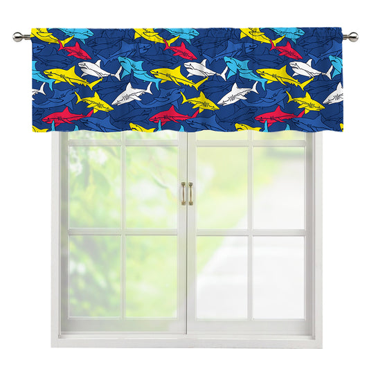 Doodle Shark Pattern Print Window Valance