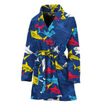 Doodle Shark Pattern Print Women's Bathrobe