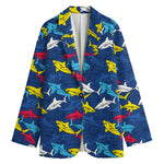 Doodle Shark Pattern Print Women's Blazer
