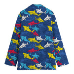 Doodle Shark Pattern Print Women's Blazer