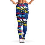 Doodle Shark Pattern Print Women's Leggings