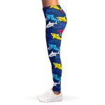 Doodle Shark Pattern Print Women's Leggings