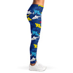 Doodle Shark Pattern Print Women's Leggings