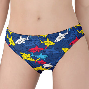 Doodle Shark Pattern Print Women's Panties