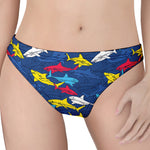 Doodle Shark Pattern Print Women's Thong