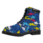 Doodle Shark Pattern Print Work Boots