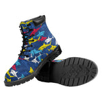 Doodle Shark Pattern Print Work Boots