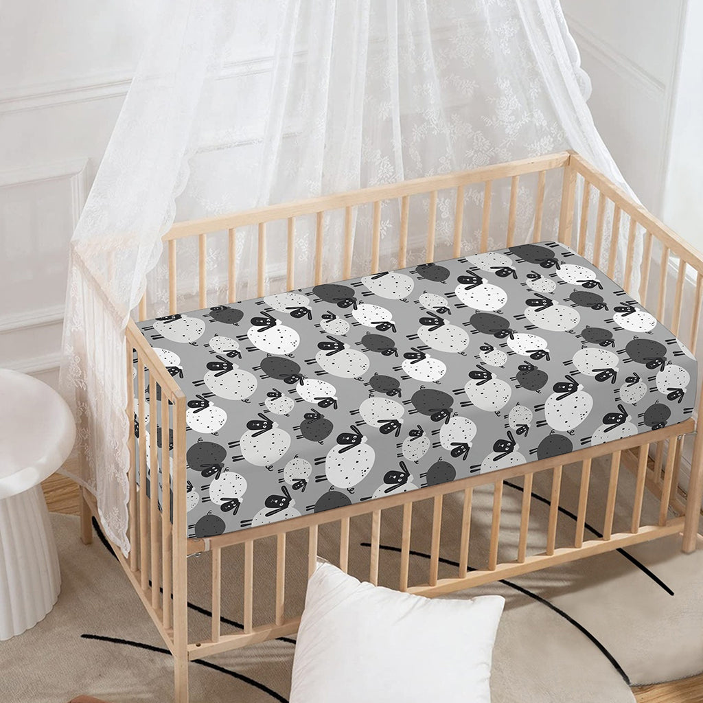 Doodle Sheep Pattern Print Baby Crib Sheet