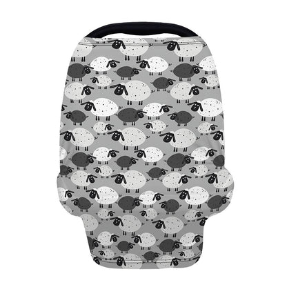 Doodle Sheep Pattern Print Baby Seat Cover