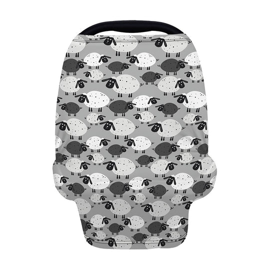 Doodle Sheep Pattern Print Baby Seat Cover