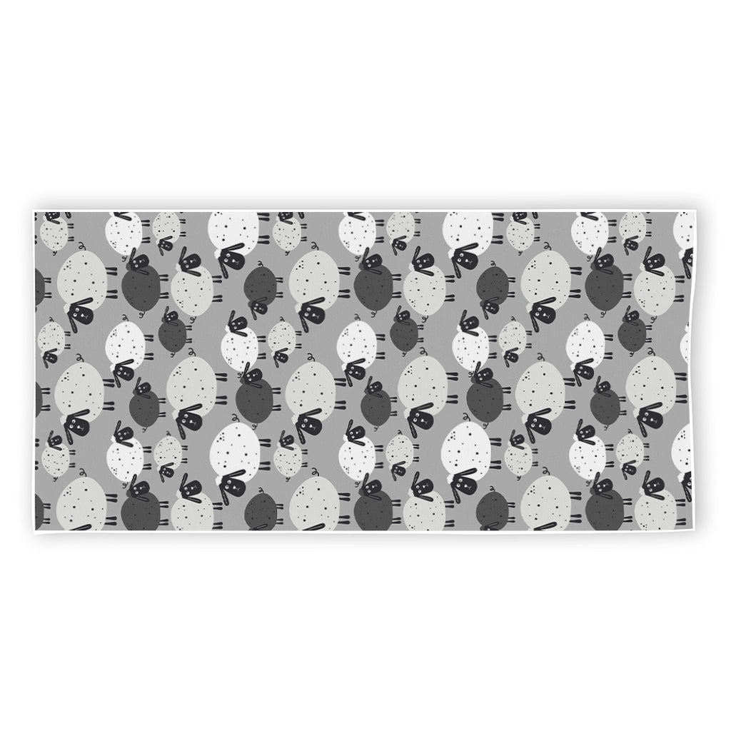 Doodle Sheep Pattern Print Beach Towel