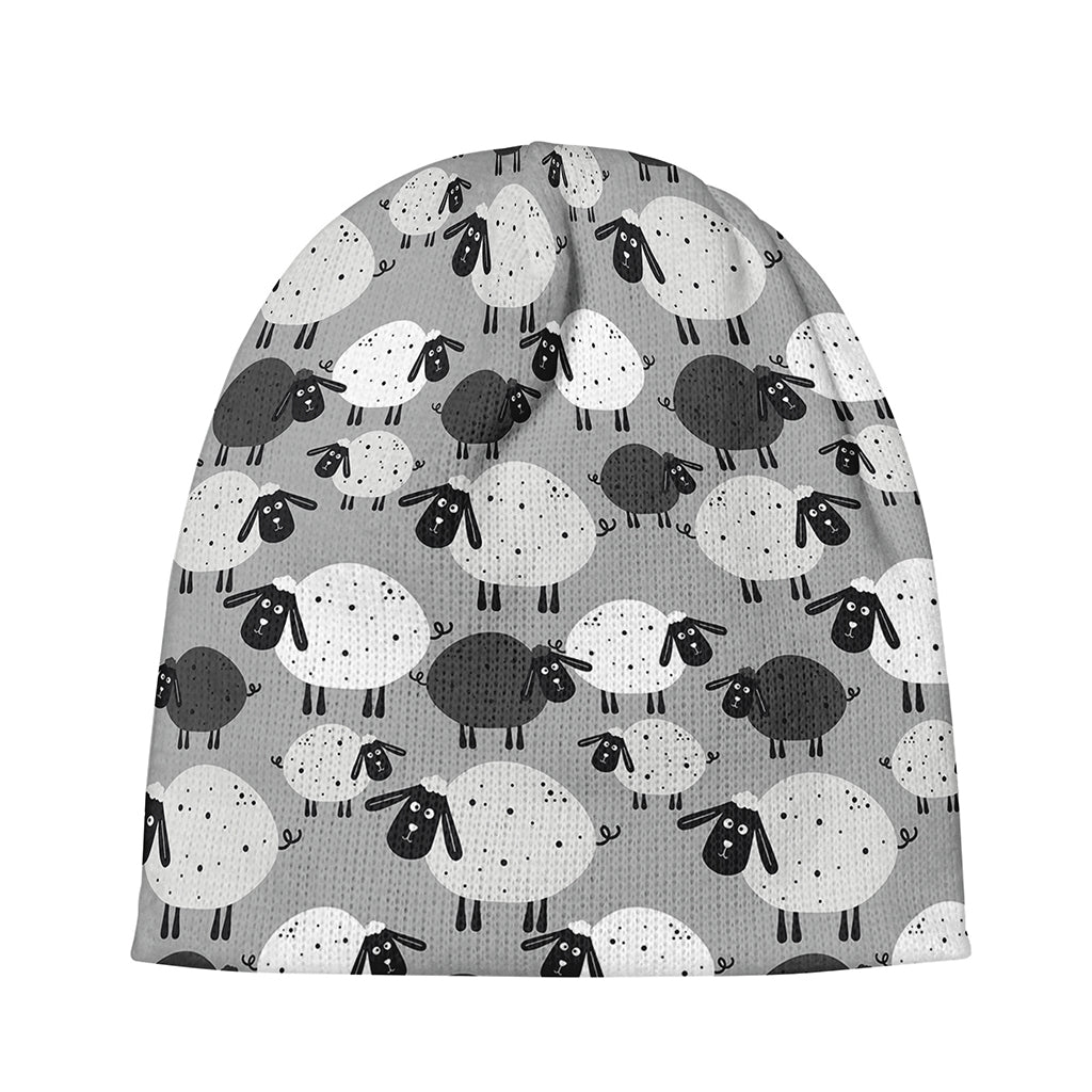 Doodle Sheep Pattern Print Beanie