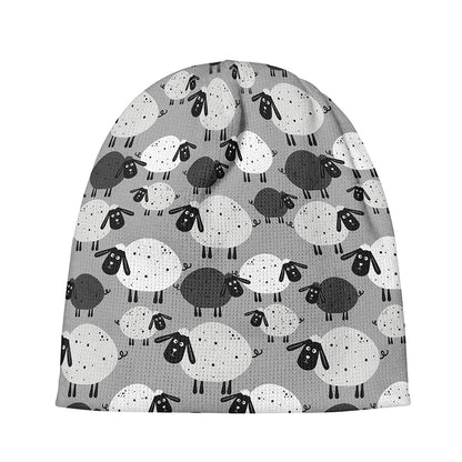 Doodle Sheep Pattern Print Beanie