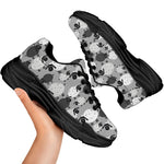 Doodle Sheep Pattern Print Black Chunky Shoes