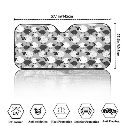 Doodle Sheep Pattern Print Car Windshield Sun Shade