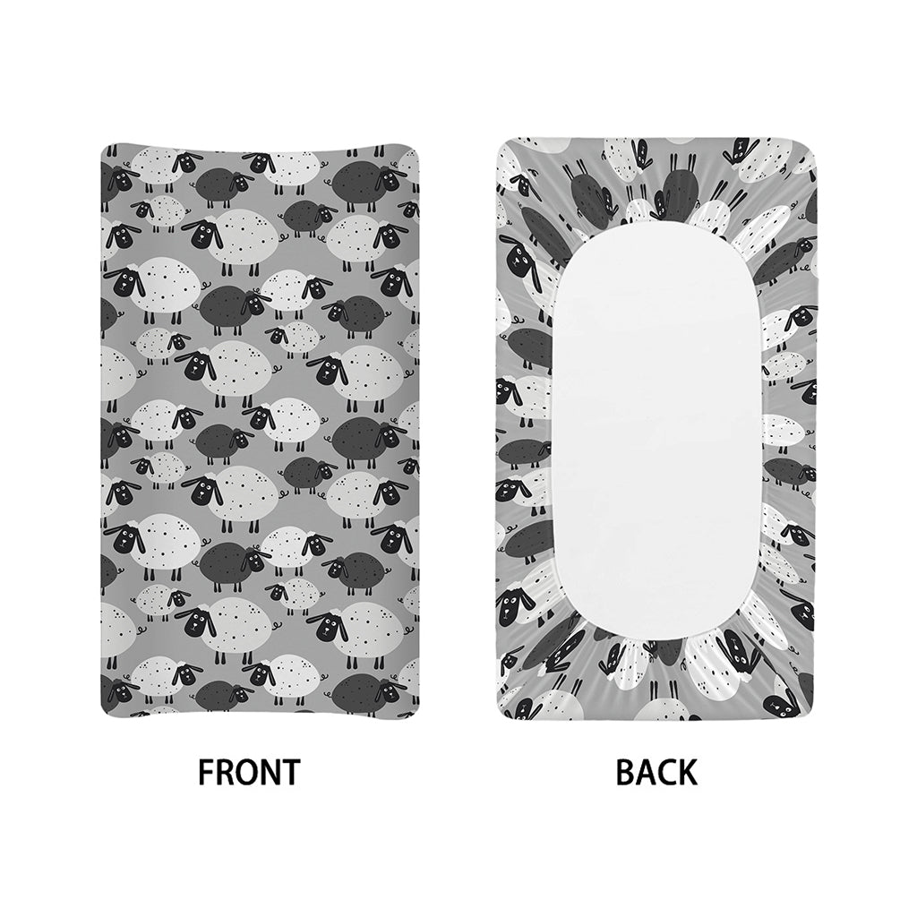 Doodle Sheep Pattern Print Changing Pad Cover
