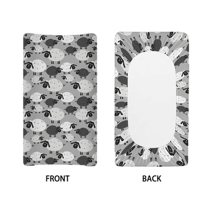Doodle Sheep Pattern Print Changing Pad Cover