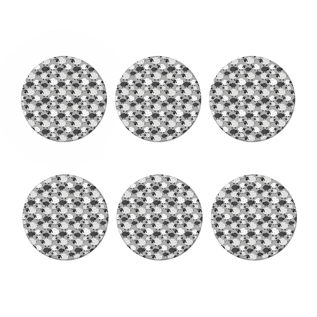 Doodle Sheep Pattern Print Coaster Set