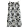 Doodle Sheep Pattern Print Cotton Front Slit Maxi Skirt