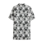 Doodle Sheep Pattern Print Cotton Hawaiian Shirt