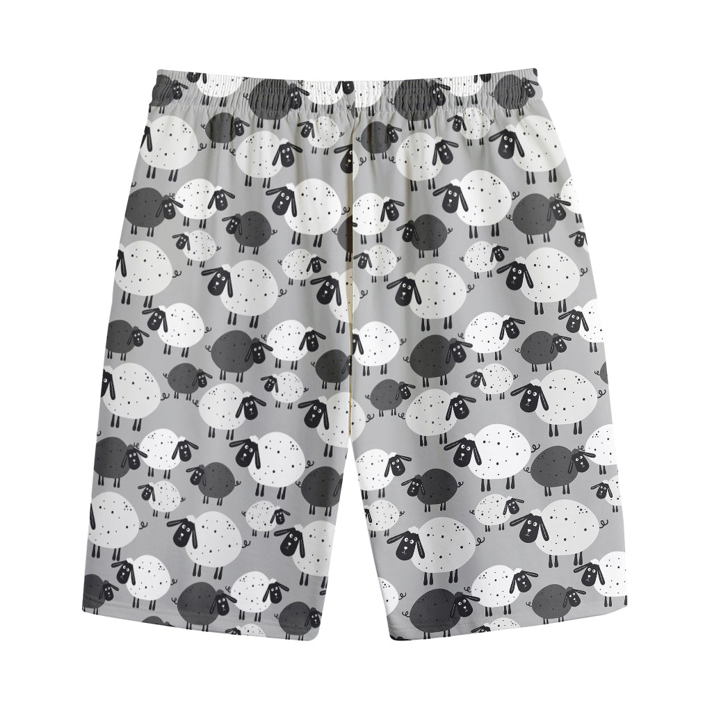 Doodle Sheep Pattern Print Cotton Shorts