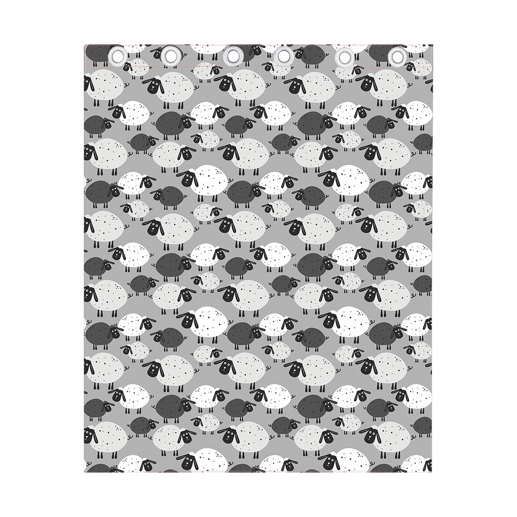 Doodle Sheep Pattern Print Curtain