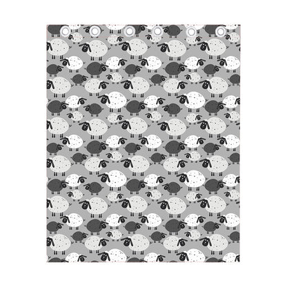 Doodle Sheep Pattern Print Curtain